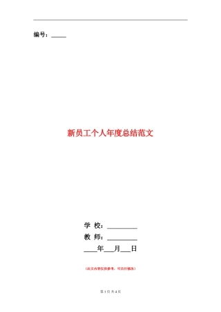 新员工个人年度总结范文