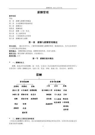 薪酬管理教学大纲