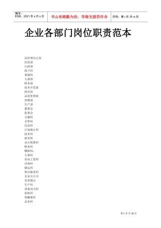 部门职责范本(DOC51页)