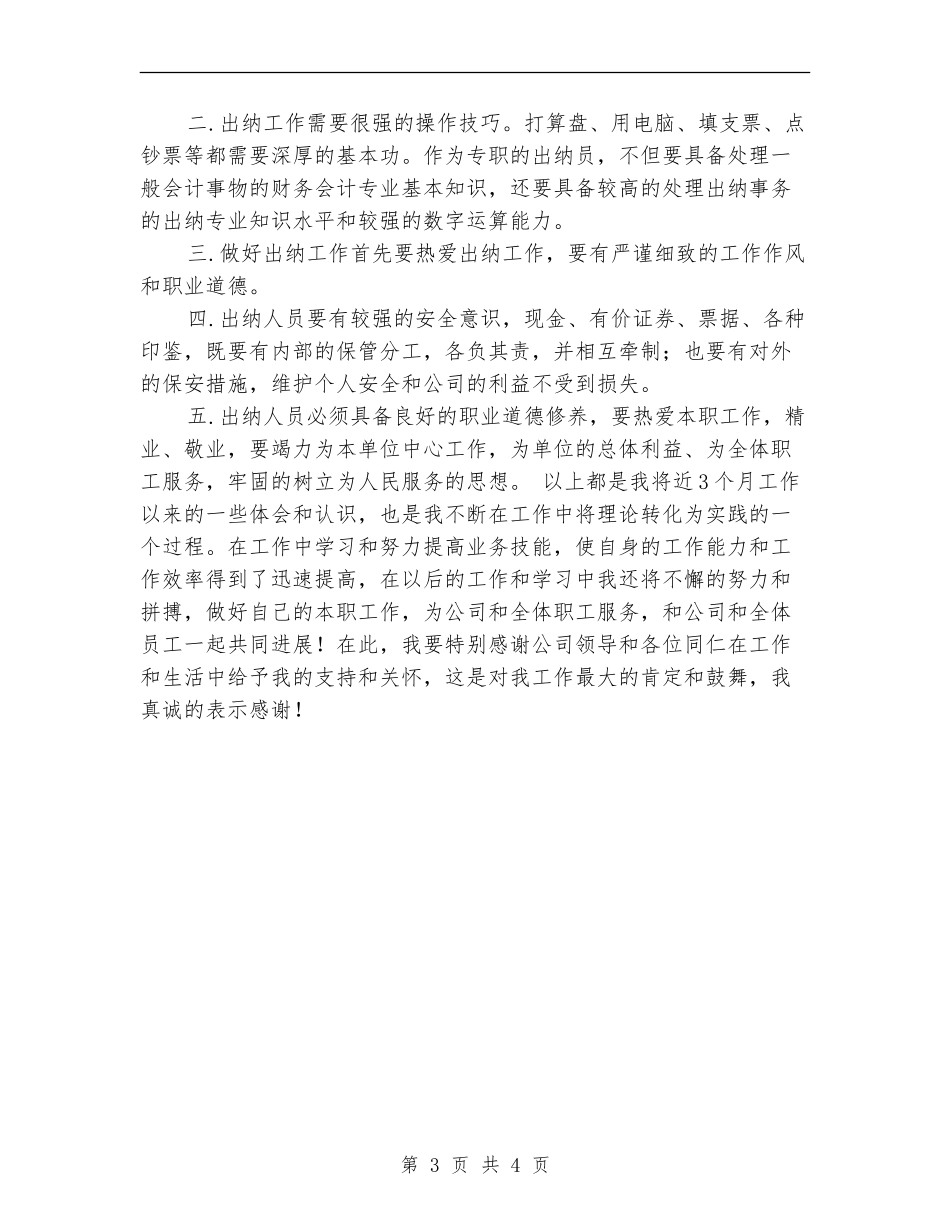 财务管理部出纳员工作总结_第3页