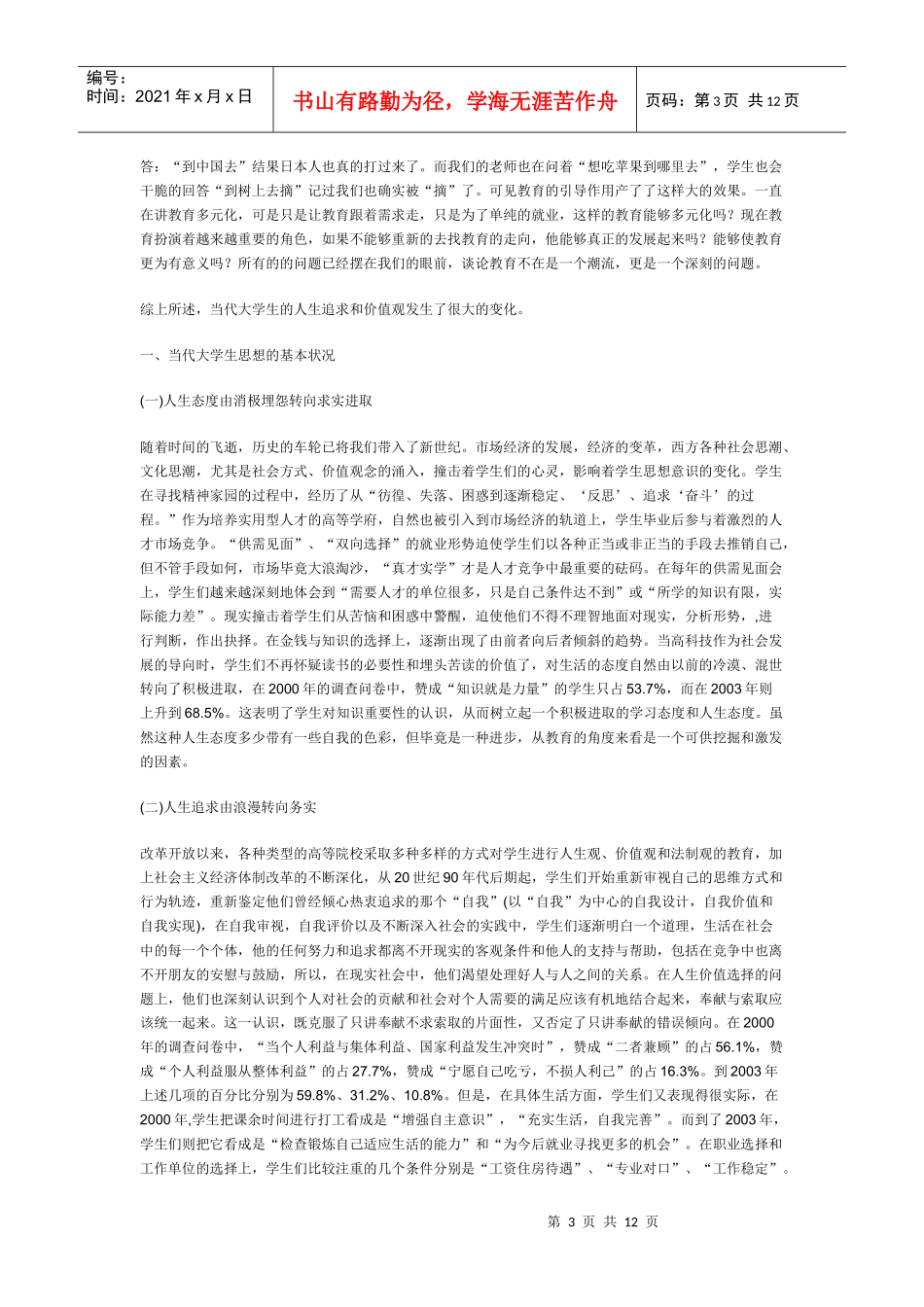 当代大学生思想的基本状况及对策_第3页