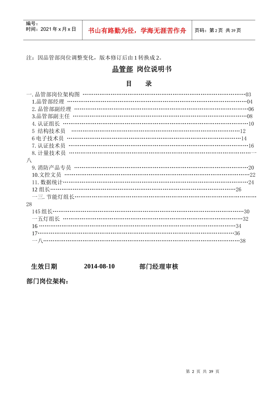 某电器有限公司岗位说明书_第2页