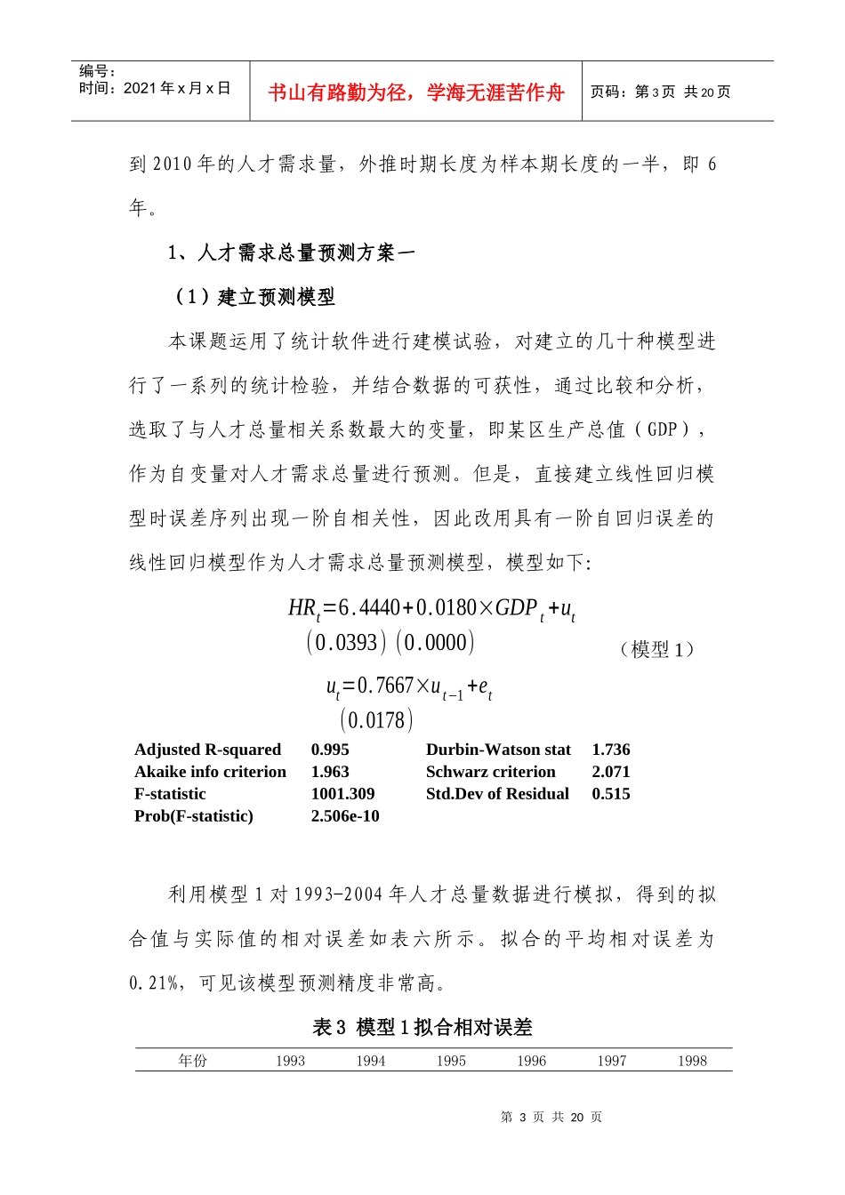 综合案例一、某地区“十一五”人才需求预测-上海财经大学精_第3页