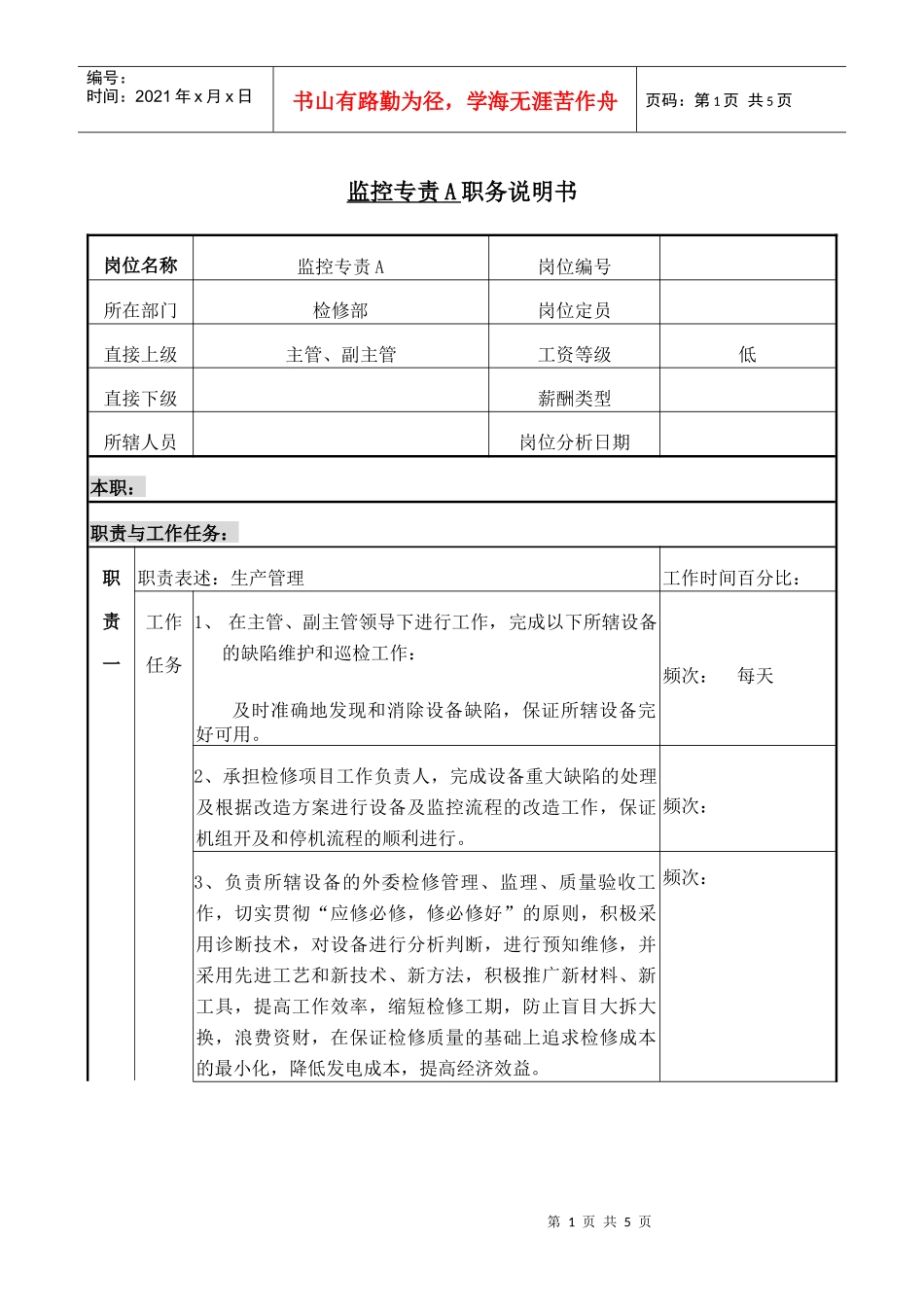 检修部监控专责a职务说明_第1页