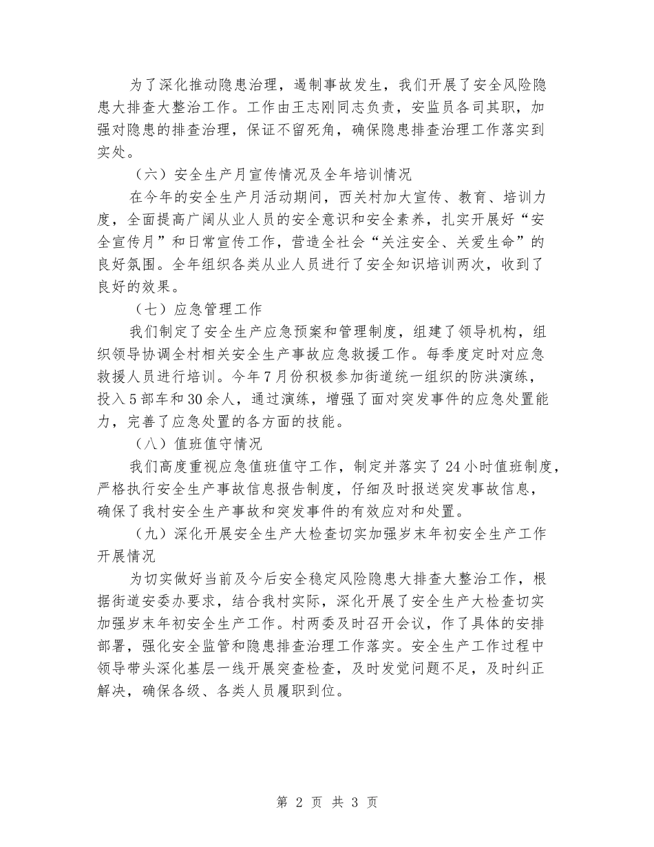 村两委安全生产和隐患大排查大整治工作总结_第2页