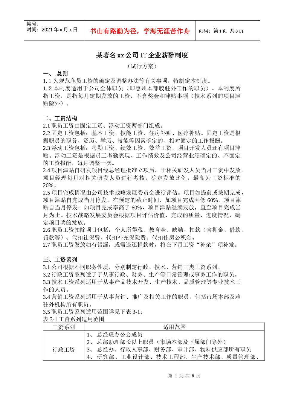 某著名xx公司IT企业薪酬制度_第1页