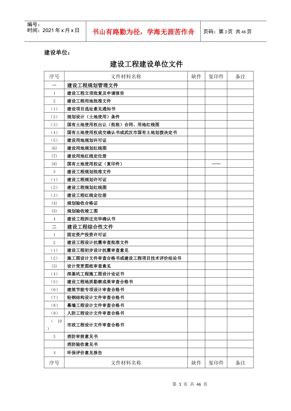 最新武汉市城建档案馆资料移交清单_第3页
