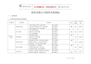 投资公司绩效考核指标库