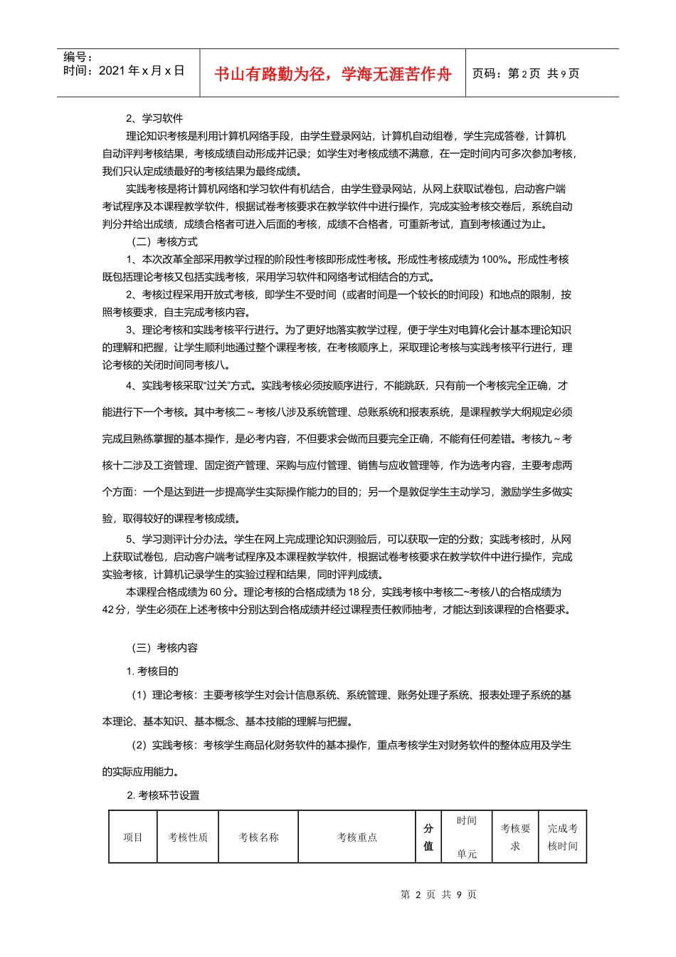 电算化会计课程考核方案解析_第2页