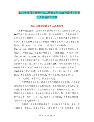 2024年度项目建设个人总结范文与2024年度项目招标个人总结范文汇编