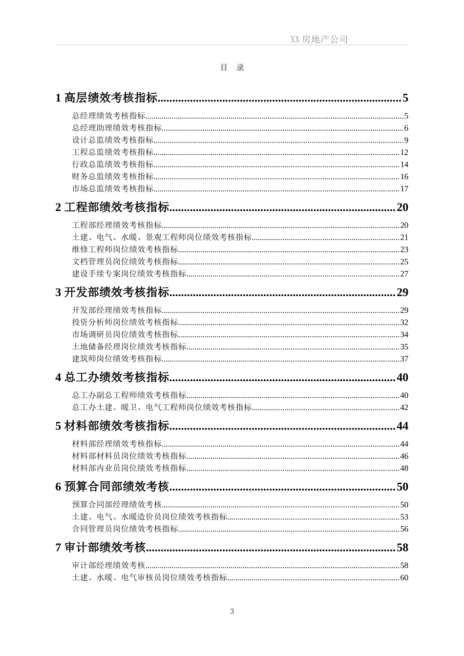 房地产公司各岗位绩效考核指标体系_第3页