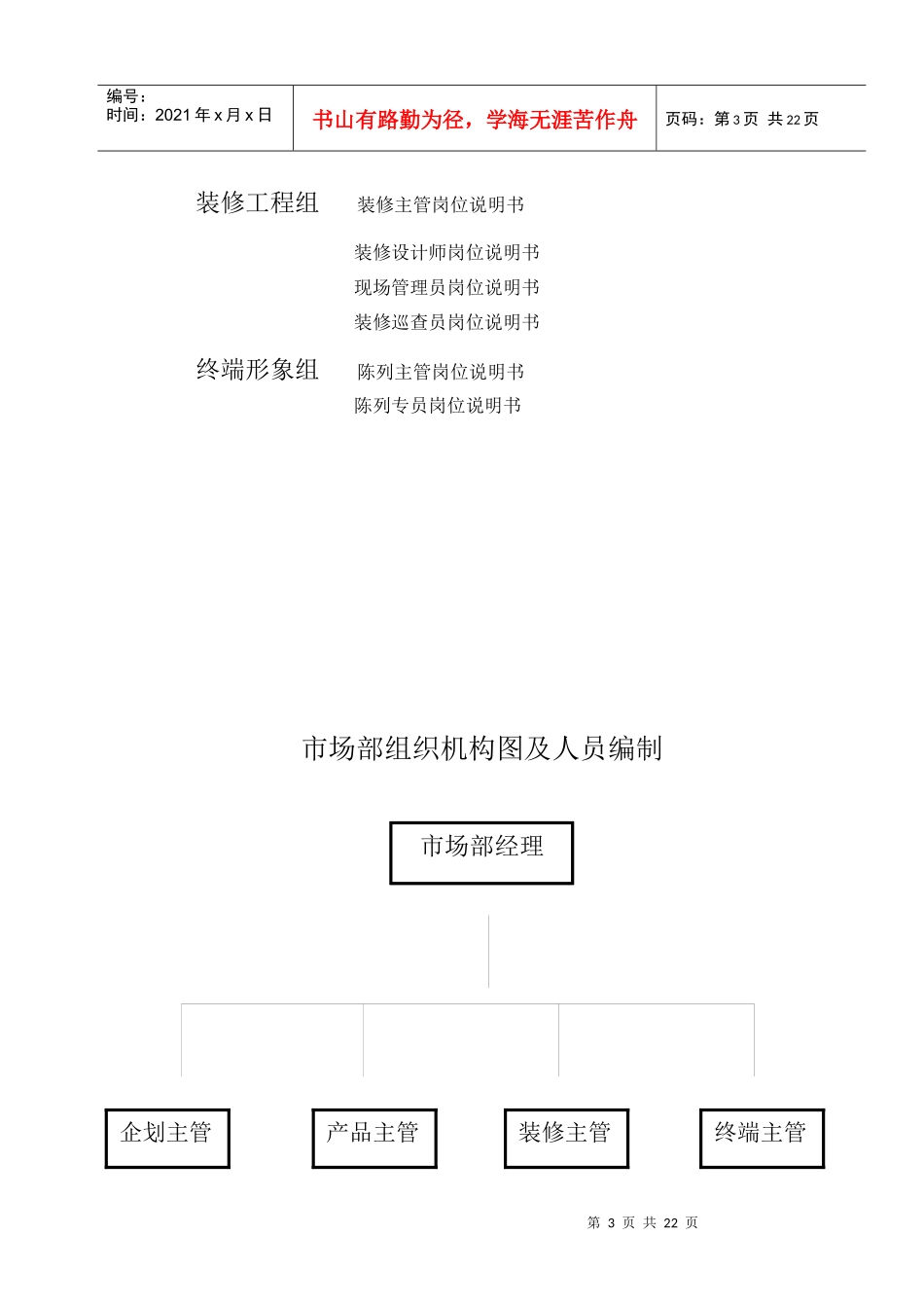 某公司营销系统市场部组织机构及岗位说明书_第3页