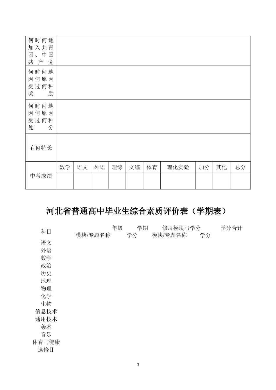 河北省承德市普通高中学生学籍档案_第3页