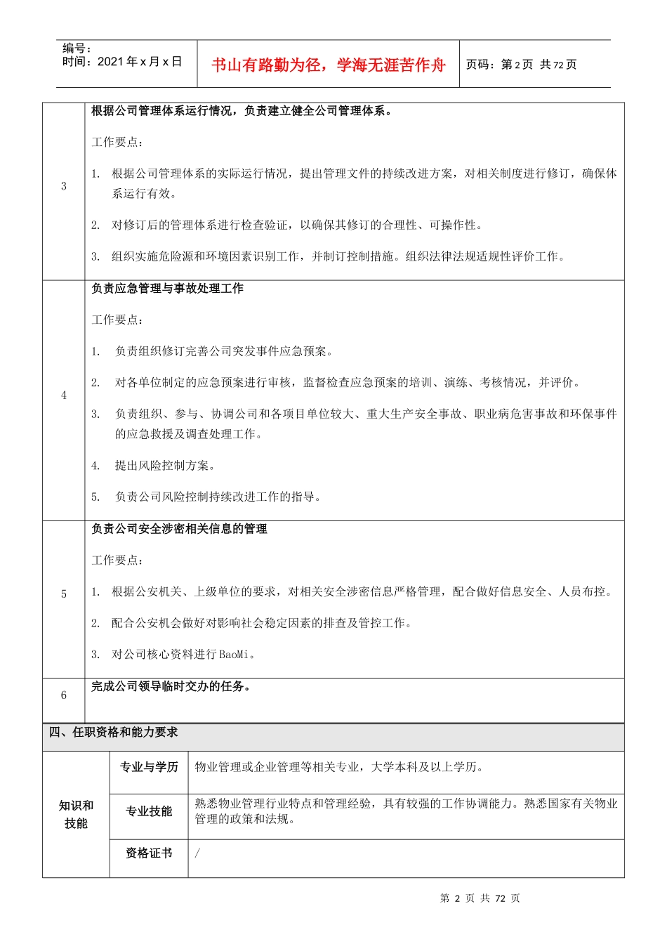 某职能中心岗位说明书_第2页