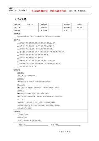 组织机构图与岗位职责描述之技术部(doc 62页)
