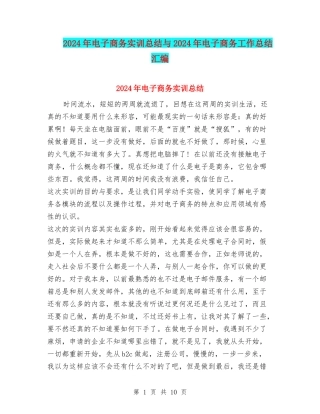 2024年电子商务实训总结与2024年电子商务工作总结汇编
