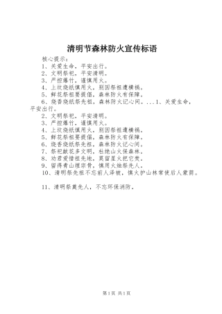 清明节森林防火宣传标语集锦1