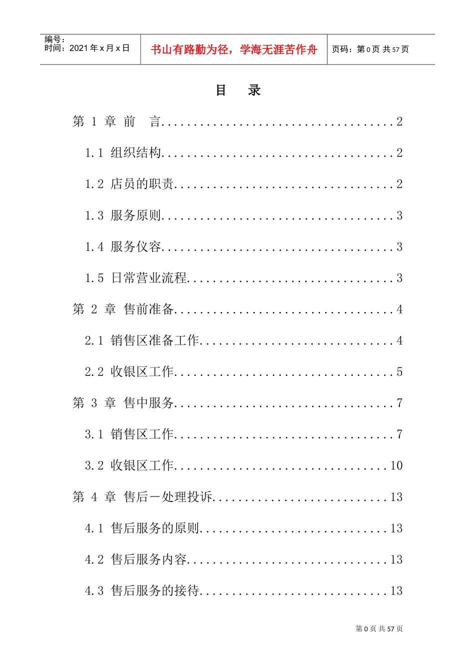 某某品牌服装专卖店员工手册_第1页