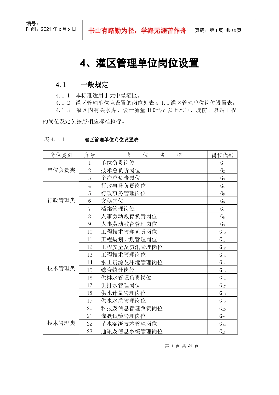 灌区、泵站岗位设置及定员标准_第2页