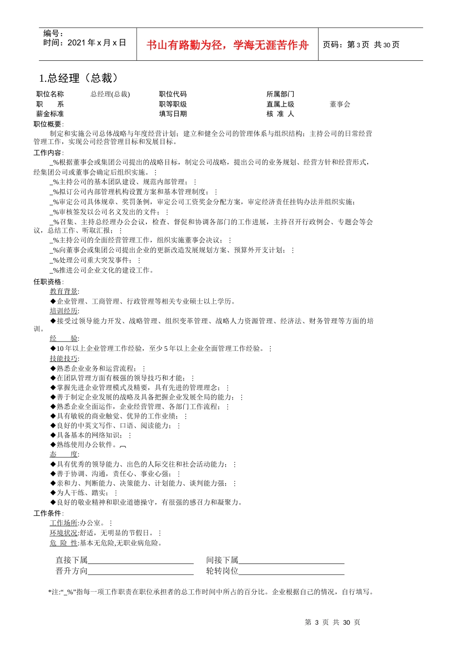 职位说明书与绩效考核模板大全_第3页