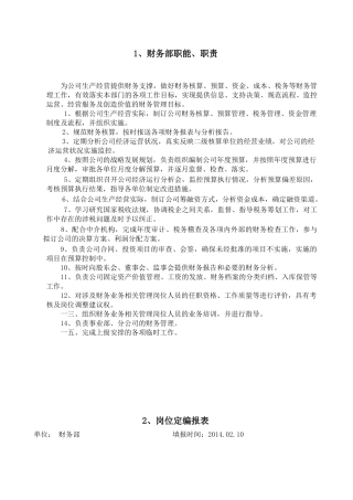 某公司财务部职能职责汇编