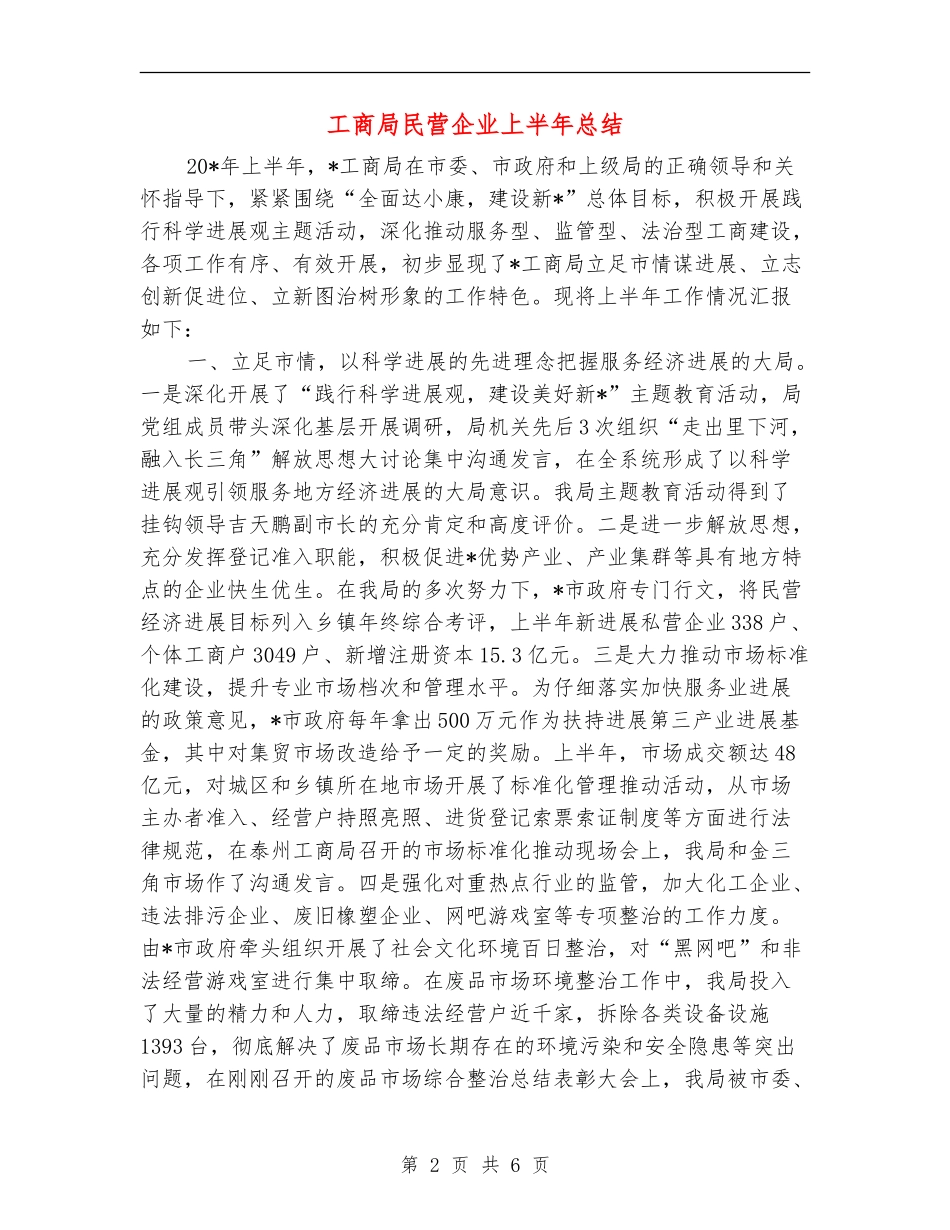 工商局民营企业上半年总结_第2页