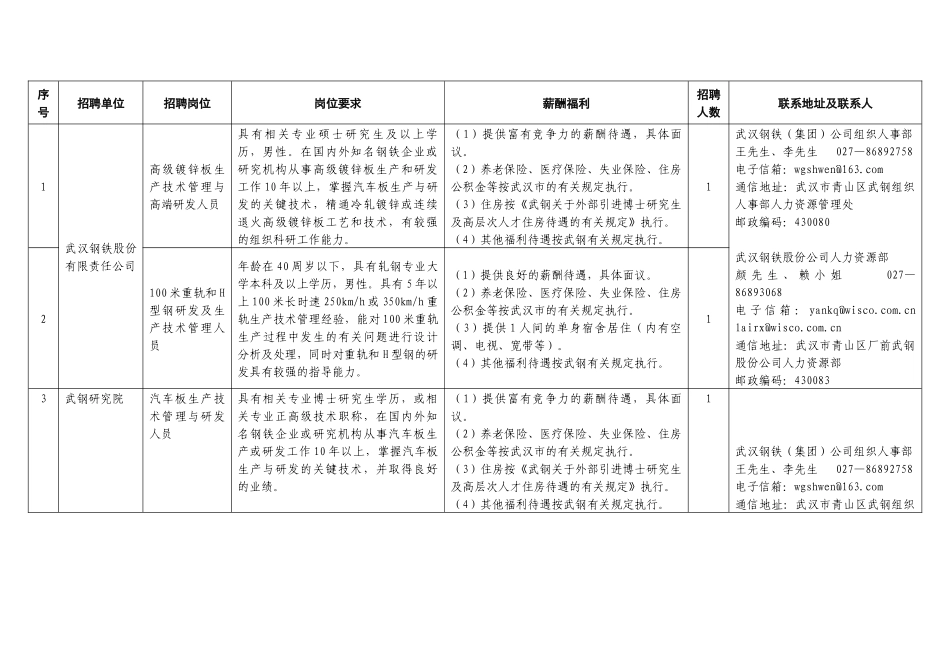 武汉钢铁（集团）公司高层次人才招聘简章_第3页