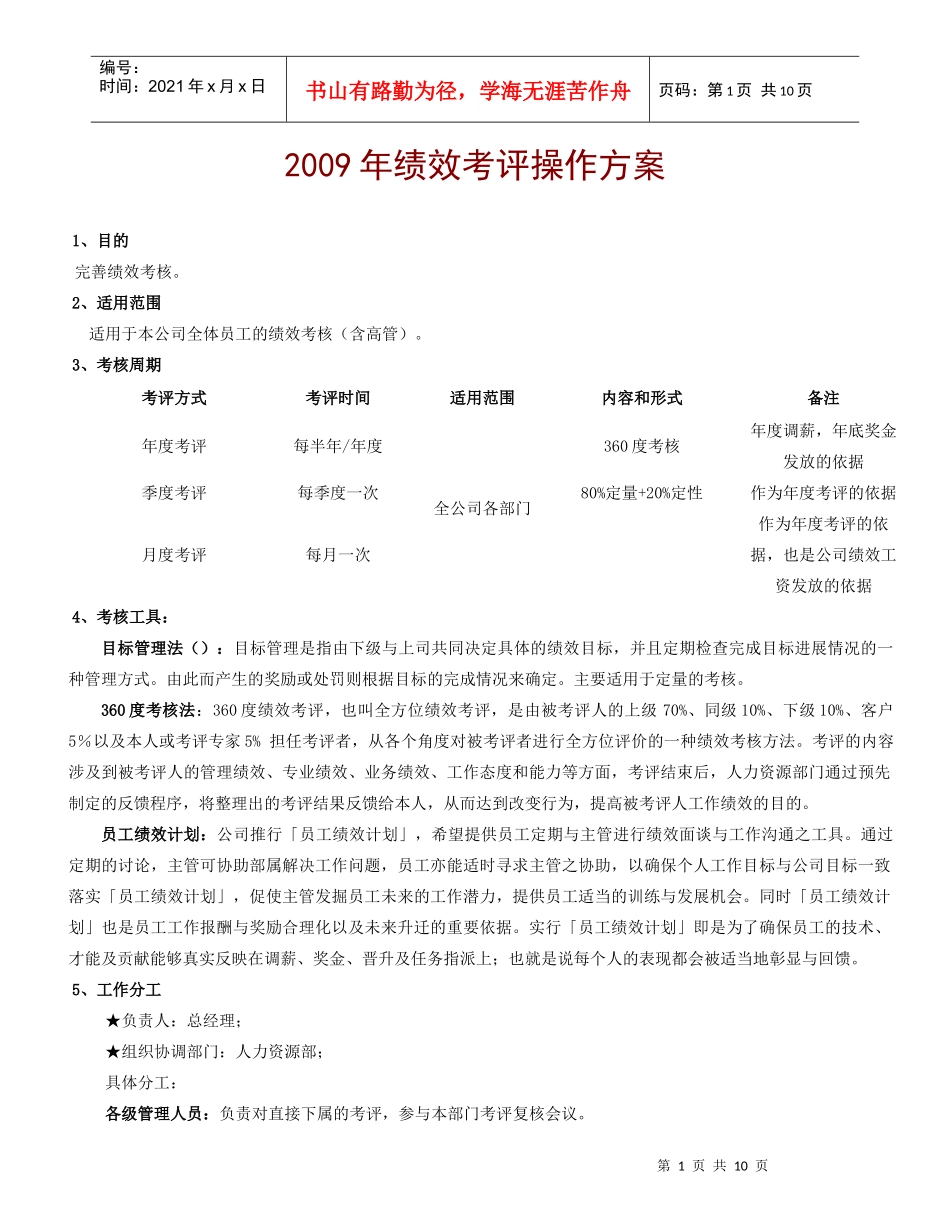 某公司绩效考评操作方案_第1页