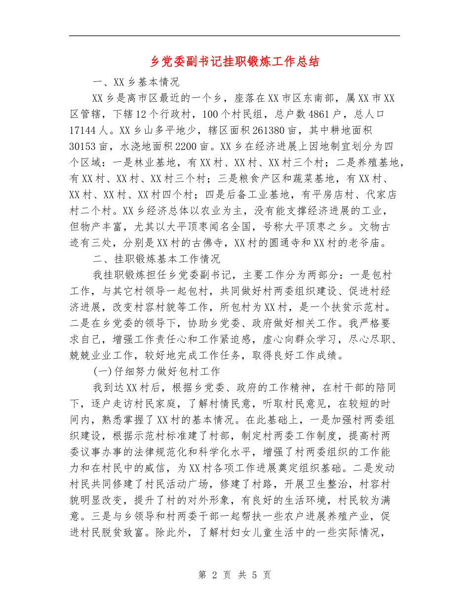 乡党委副书记挂职锻炼工作总结_第2页