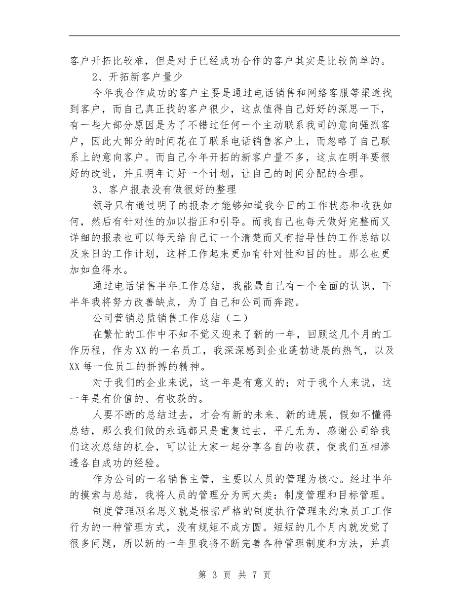 公司营销总监销售工作总结_第3页