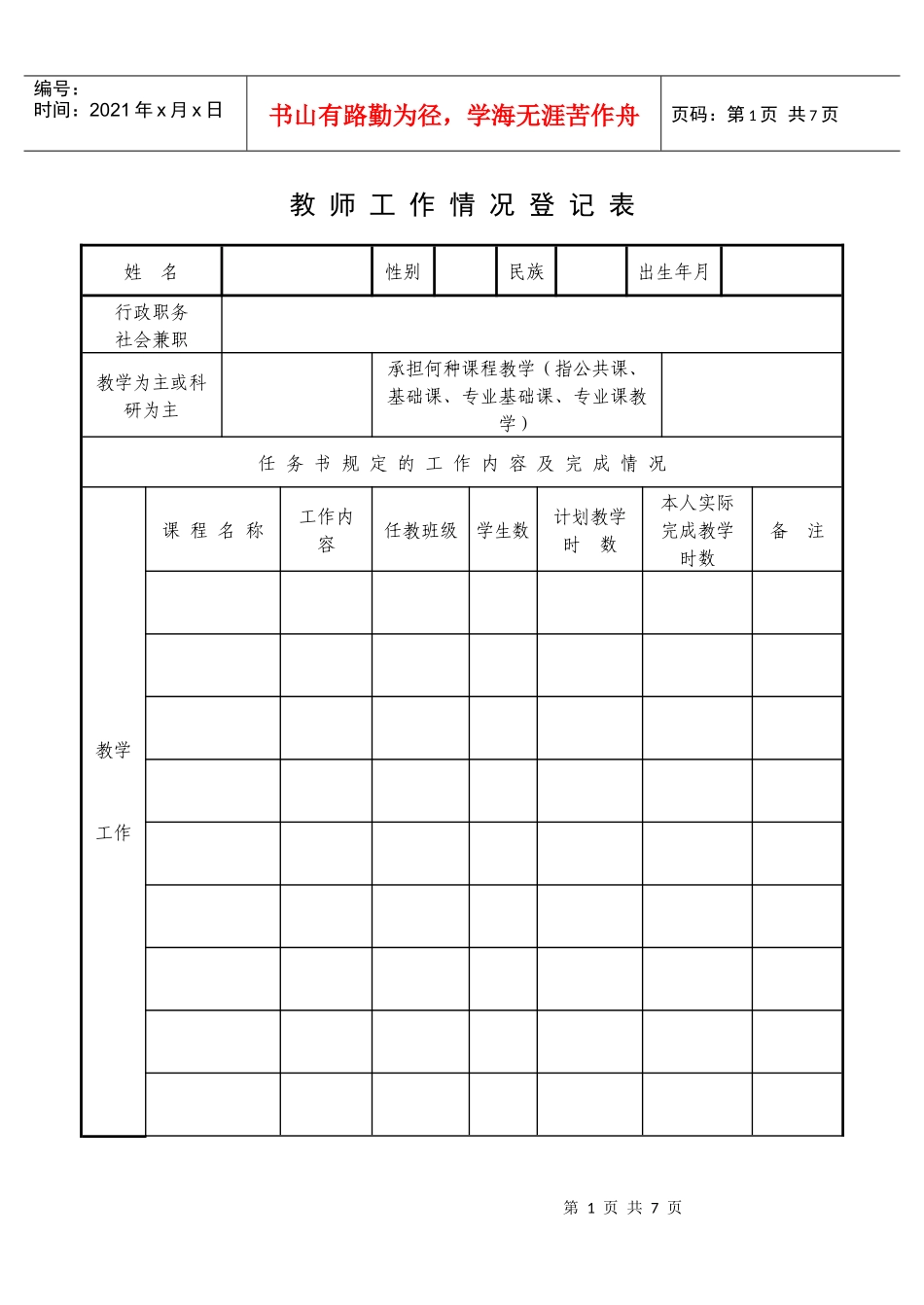 福建工程学院教师年度考核登记表_第3页