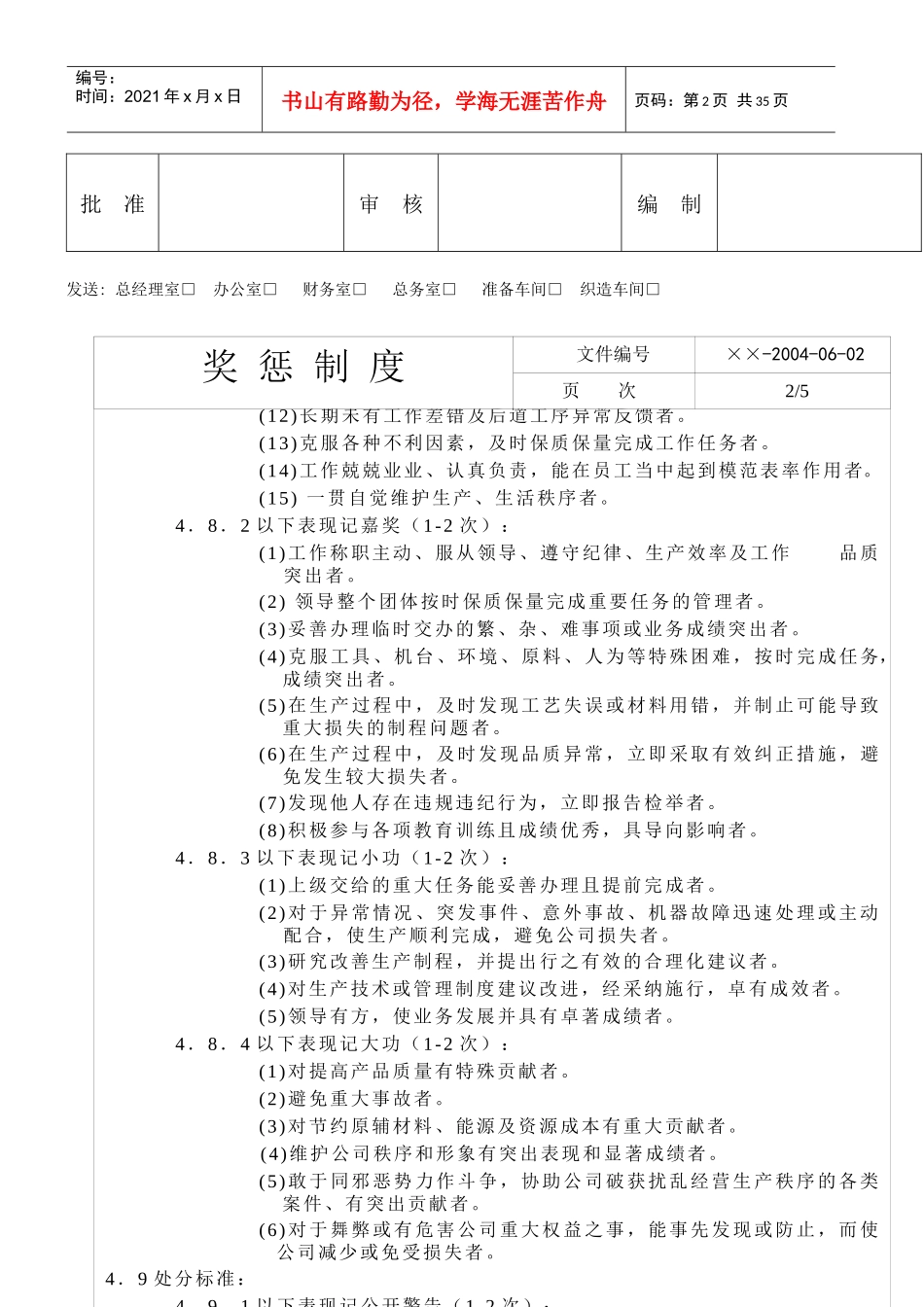 纺织有限公司奖惩制度_第2页