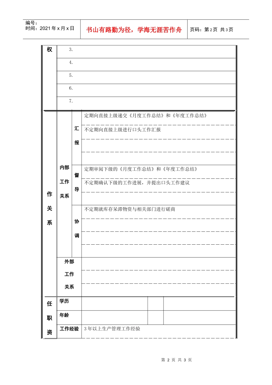 江动股份-副经理（西库）职位说明书_第2页