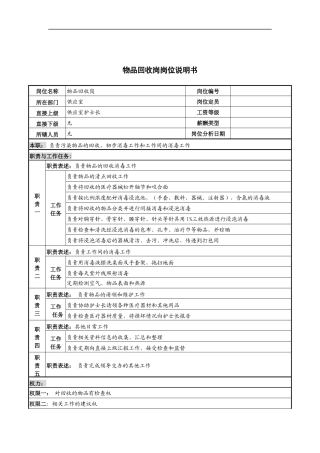 物品回收岗岗位说明书