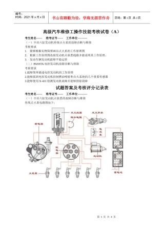 高级汽车维修工操作技能考核试卷（A）