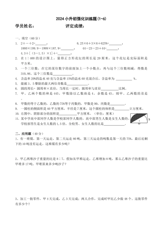 2024小升初强化训练题
