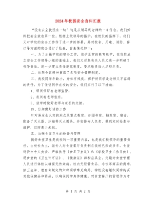 2024年校园安全自纠汇报