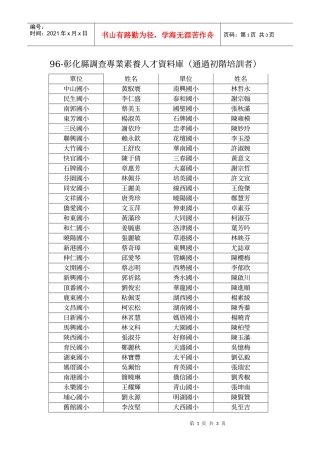 彰化县调查专业素养人才资料库(通过初阶培训者)