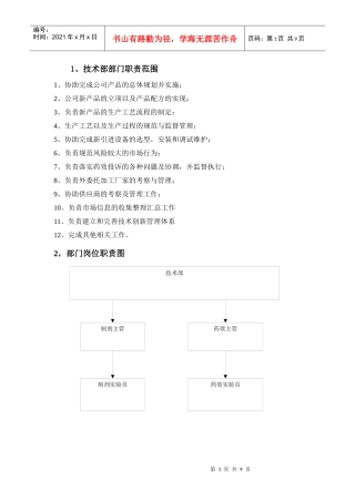 技术部门职位说明和任职条件