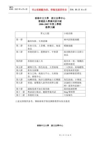 香港中文大学粤语培训1