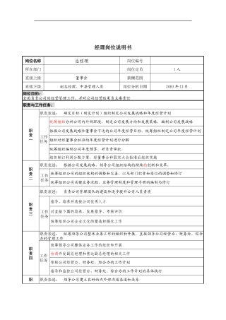 总经理岗位说明书1
