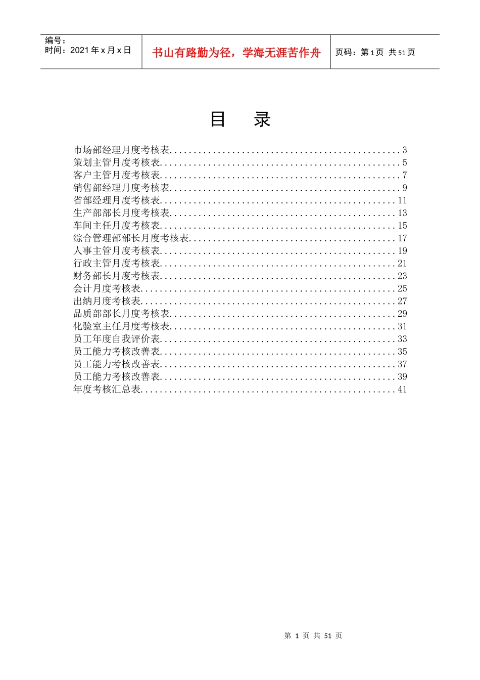 某公司各部门员工绩效考核表_第1页