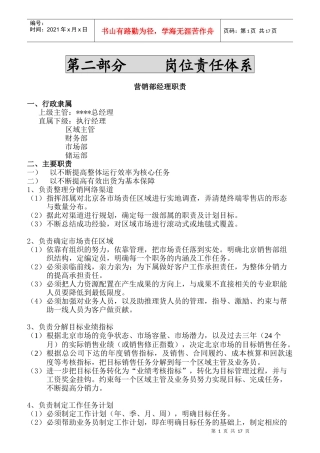 某公司各部门岗位责任体系说明