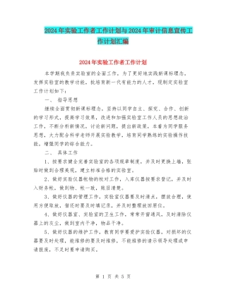2024年实验工作者工作计划与2024年审计信息宣传工作计划汇编