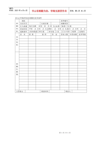 表3-2 环境评估表 商圈及竞争条件