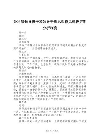 处科级领导班子和领导干部思想作风建设定期分析规章制度