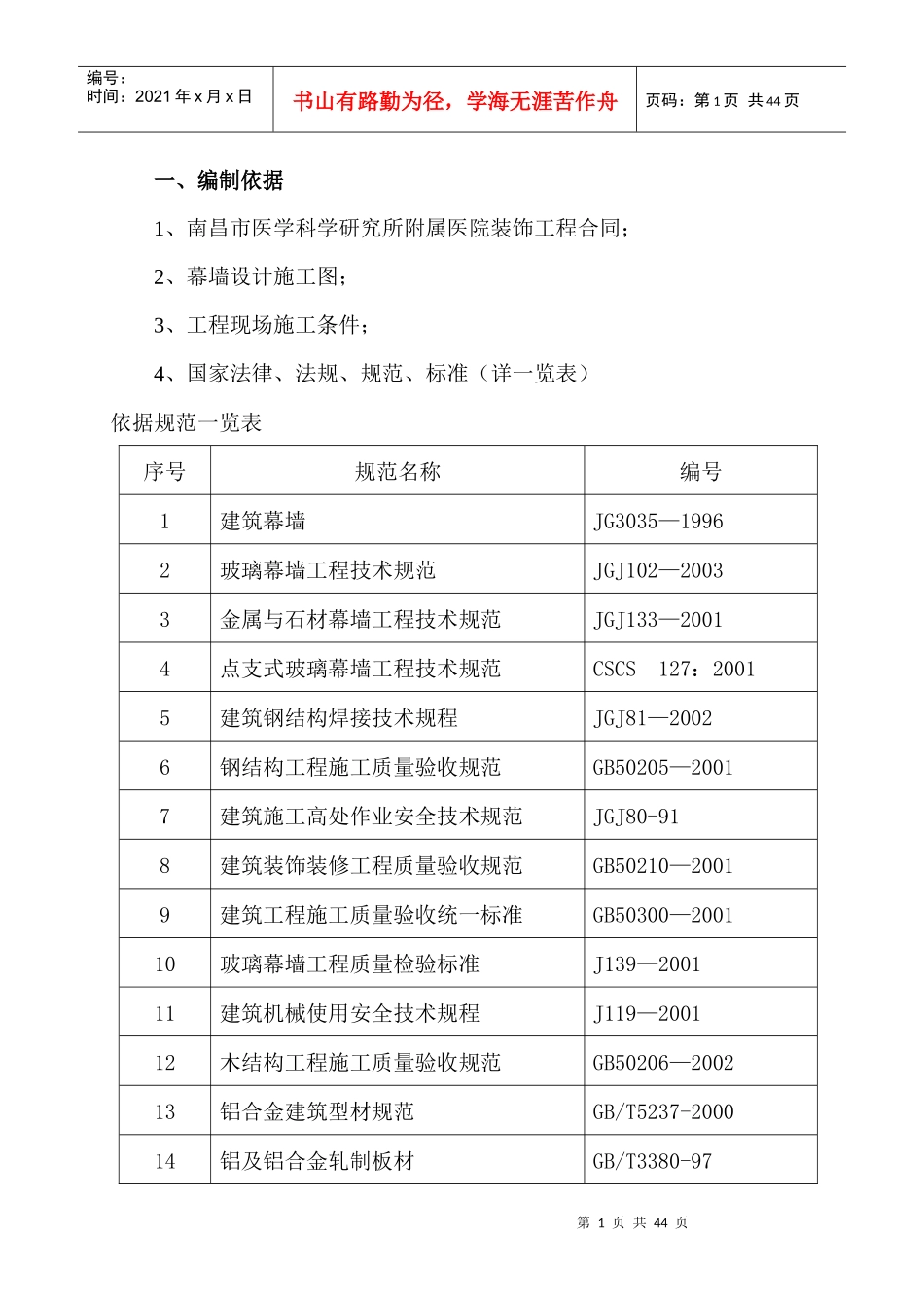 玻璃幕墙工程专项施工方案培训资料_第2页