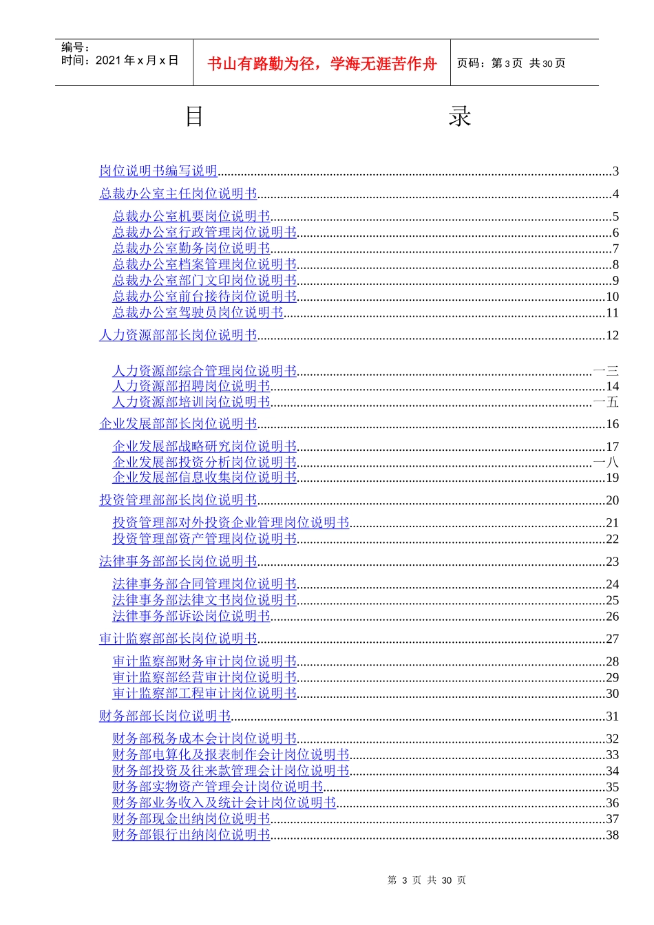福建某集团岗位说明书汇编_第3页