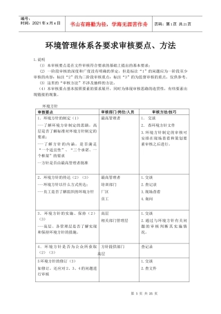 环境管理体系各要素审核要点、方法