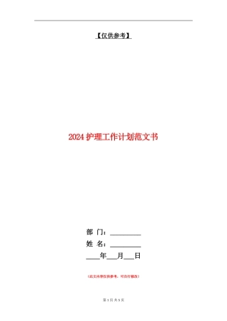 2024护理工作计划范文书
